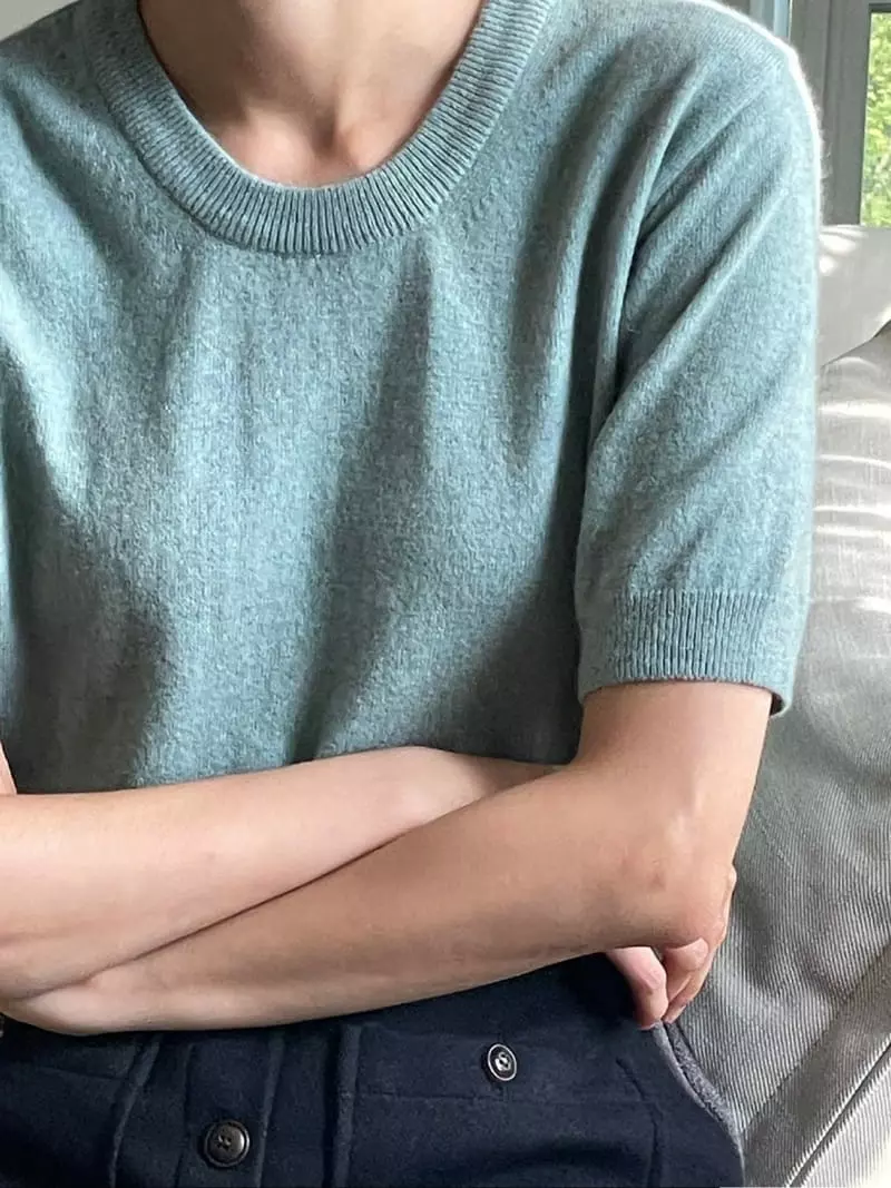 Nan - Korean Women Fashion - #romanticstyle - Sable Knit Tee - 5
