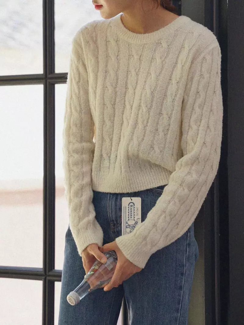 Nan - Korean Women Fashion - #romanticstyle - Bookle Twist Knit Tee - 2