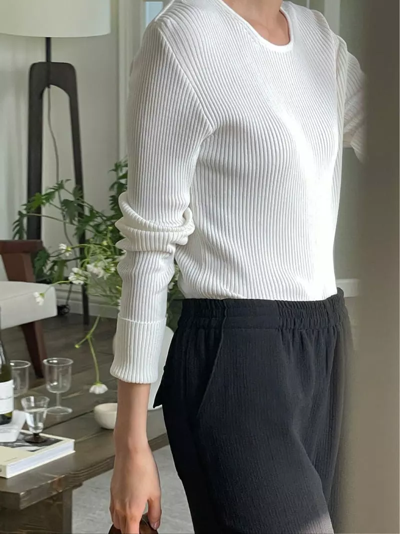 Nan - Korean Women Fashion - #shopsmall - Turn Up Knit Tee - 9