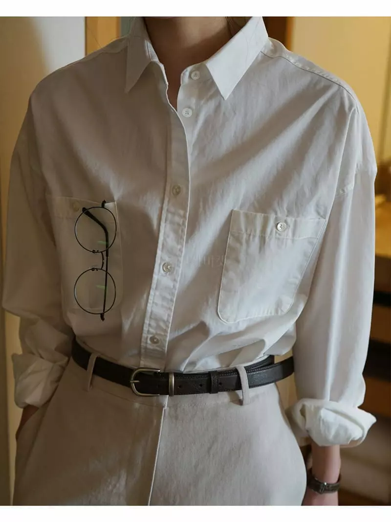 Nan - Korean Women Fashion - #womensfashion - Pocket Washing Shirt