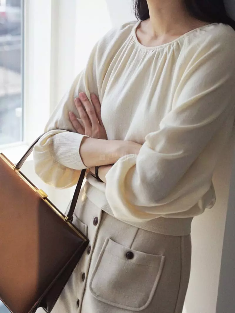 Nan - Korean Women Fashion - #womensfashion - Shirring Knit Blouse - 12
