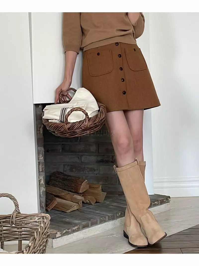 Nan - Korean Women Fashion - #momslook - Button Skirt - 4