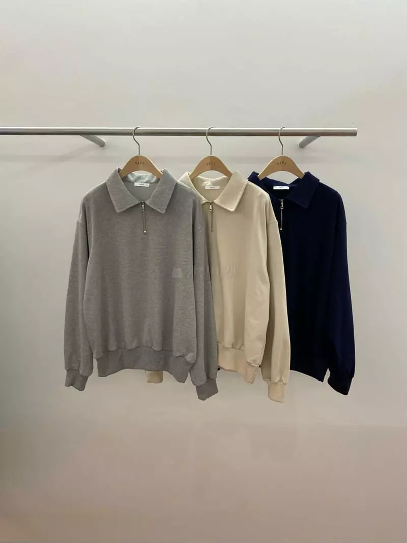 Nave - Korean Women Fashion - #momslook - Collar Sweatshirt - 4