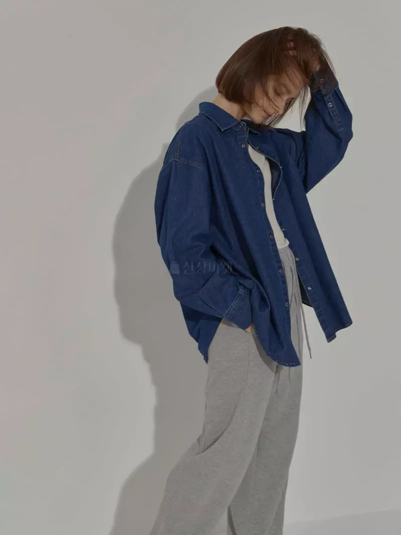 Neroli36 - Korean Women Fashion - #momslook - H Puff Denim Shirt - 2