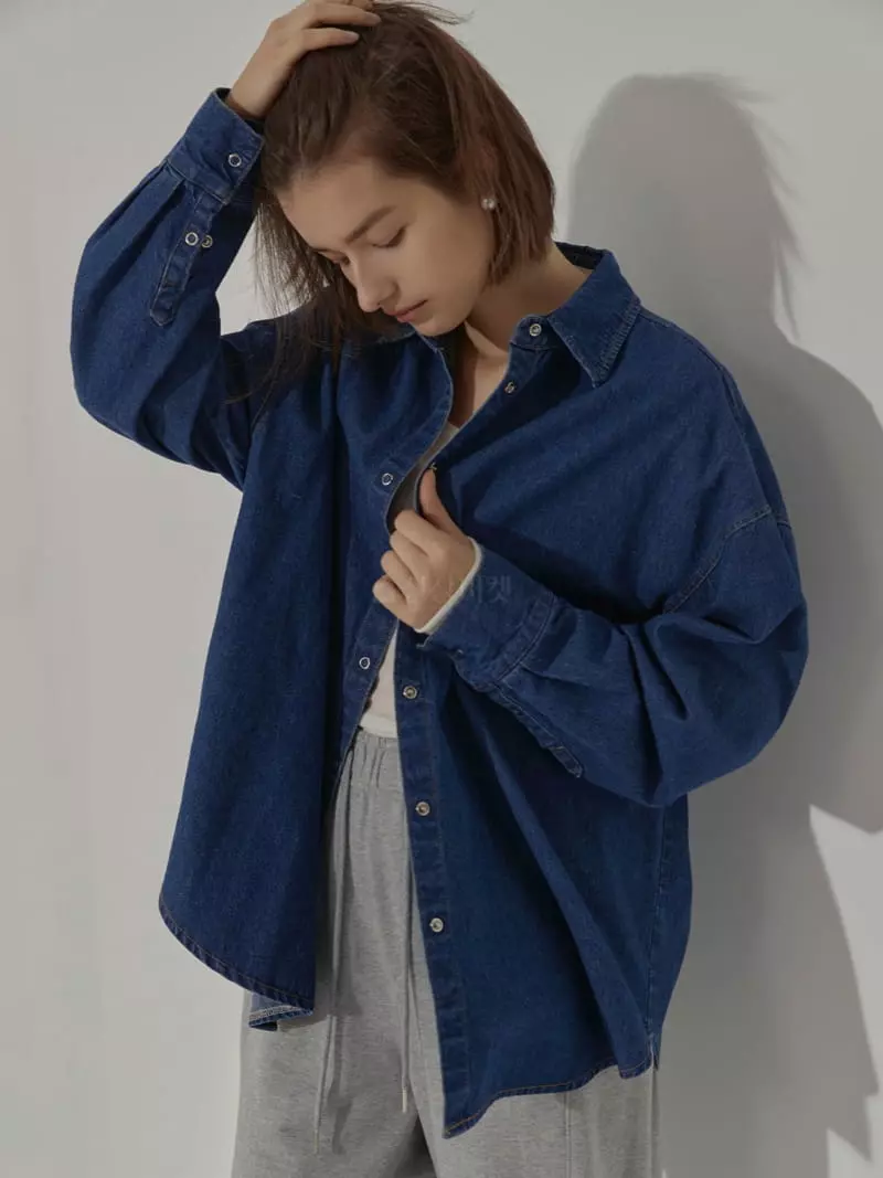 Neroli36 - Korean Women Fashion - #momslook - H Puff Denim Shirt - 6