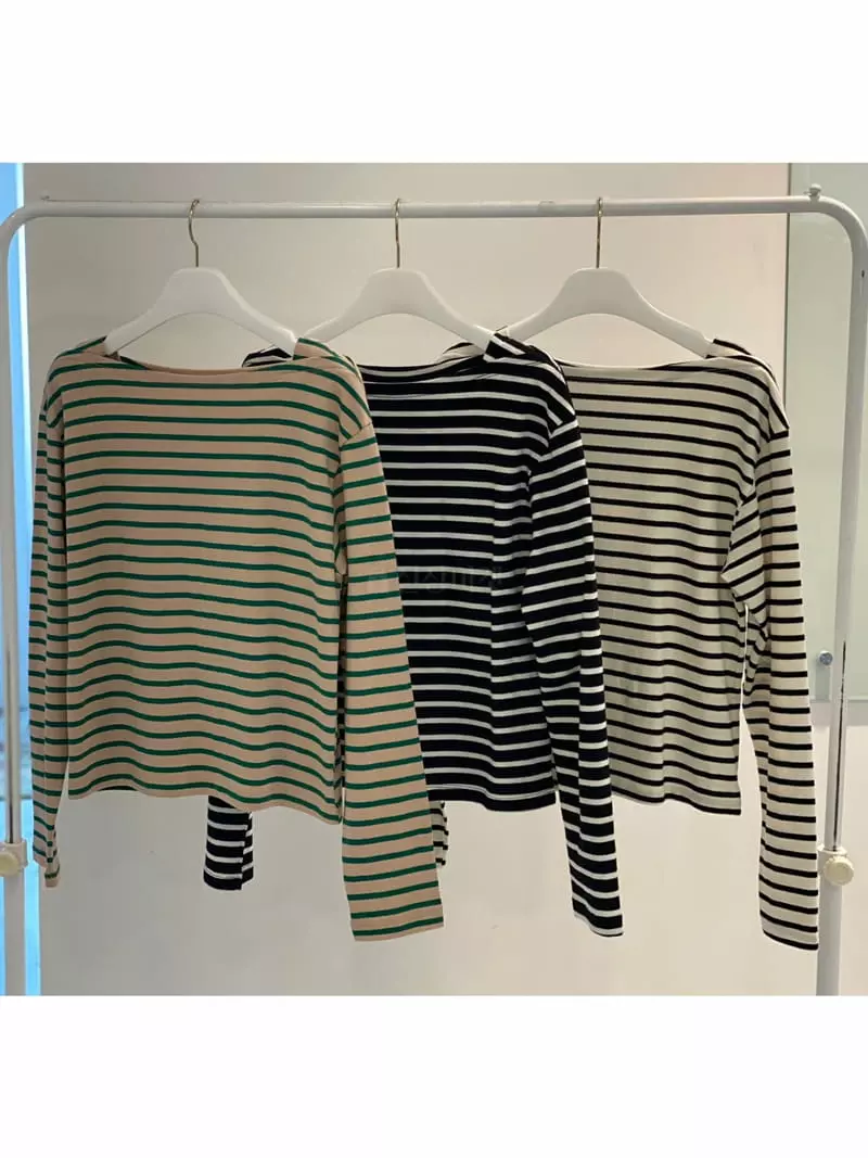 Neroli36 - Korean Women Fashion - #restrostyle - Marine Stripes Tee - 4