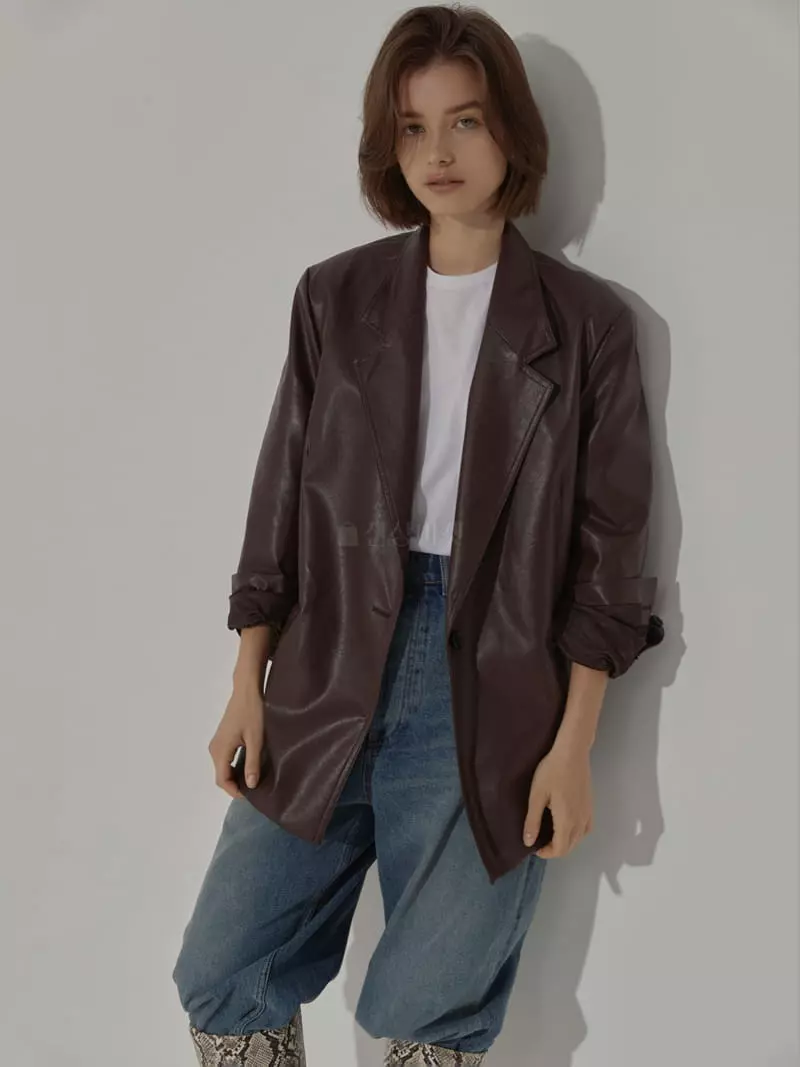 Neroli36 - Korean Women Fashion - #shopsmall - Leather Jacket - 2