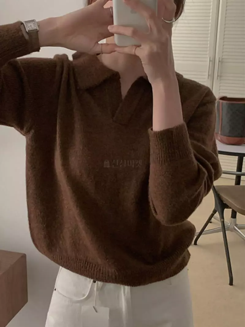 Neuf Nine - Korean Women Fashion - #restrostyle - Kids Mohair Collar Knit Tee - 4