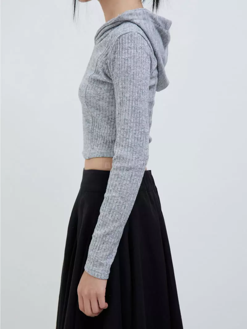 Neuter - Korean Women Fashion - #momslook - Half Crop Hoody Tee - 3
