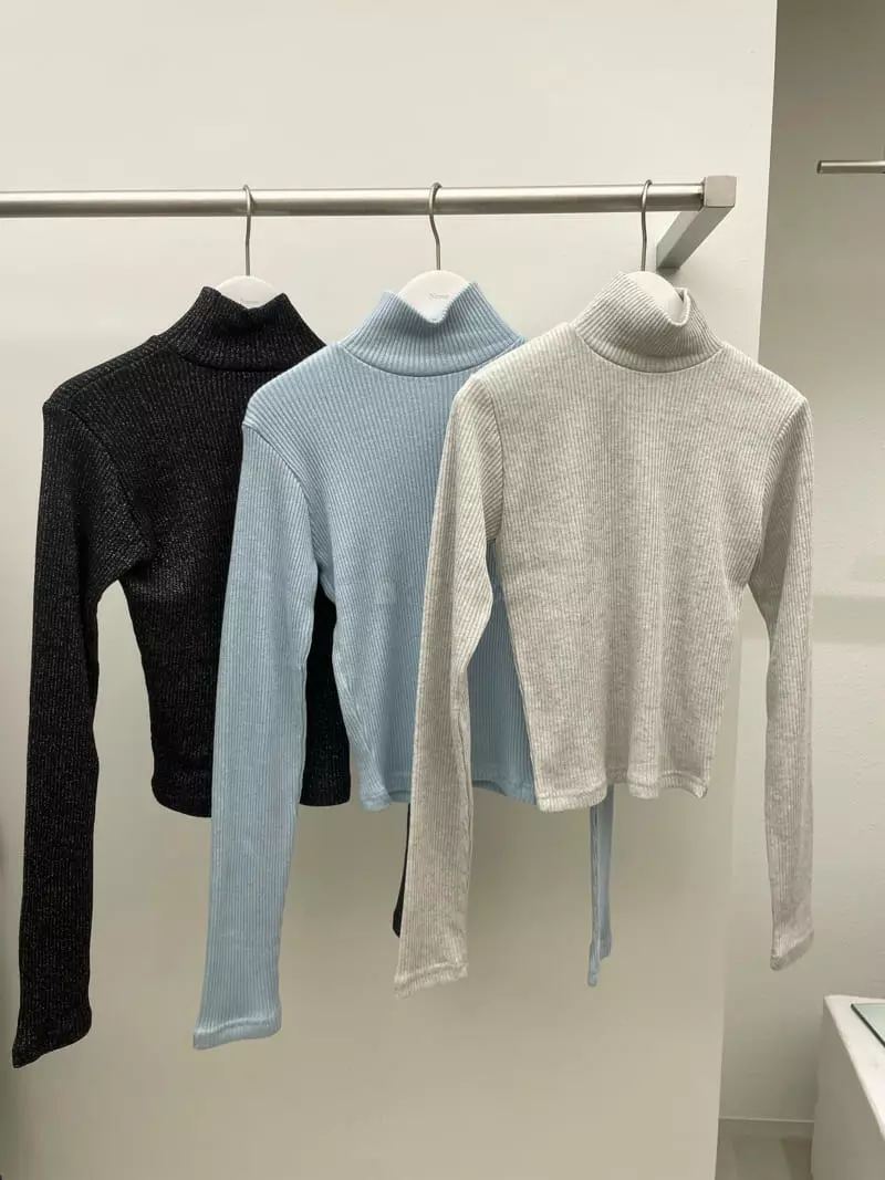 Neuter - Korean Women Fashion - #momslook - Shine Rib Turtleneck Tee