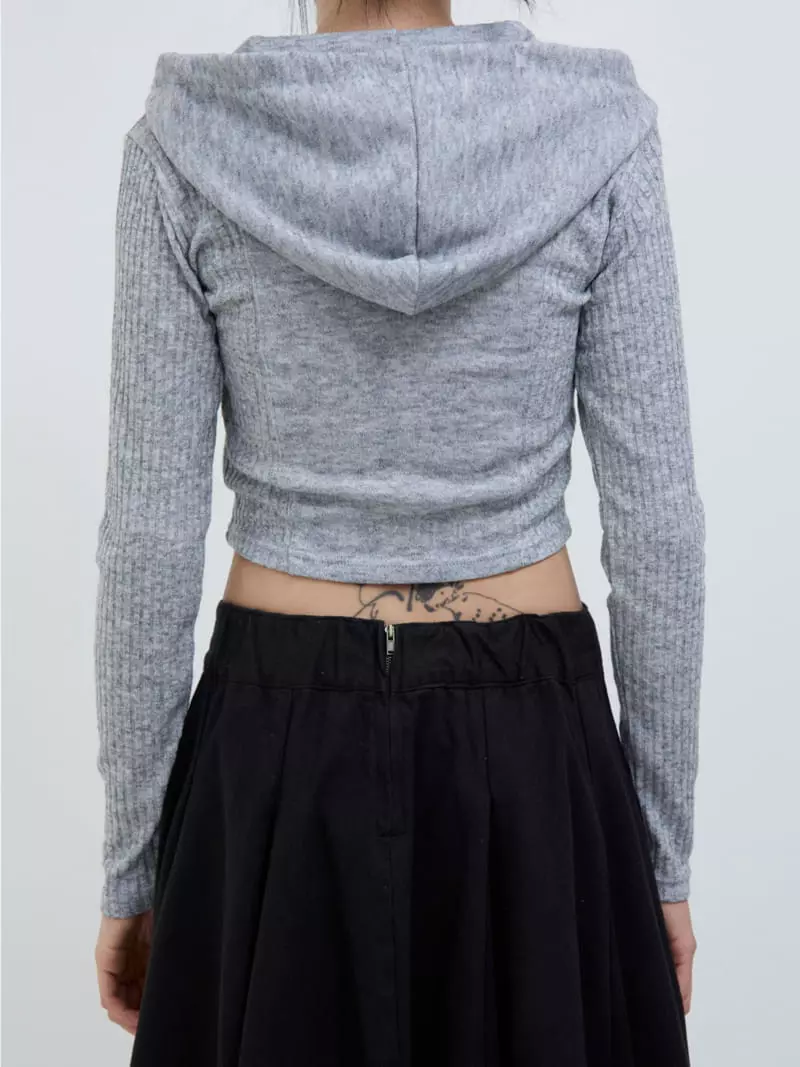 Neuter - Korean Women Fashion - #momslook - Half Crop Hoody Tee - 4