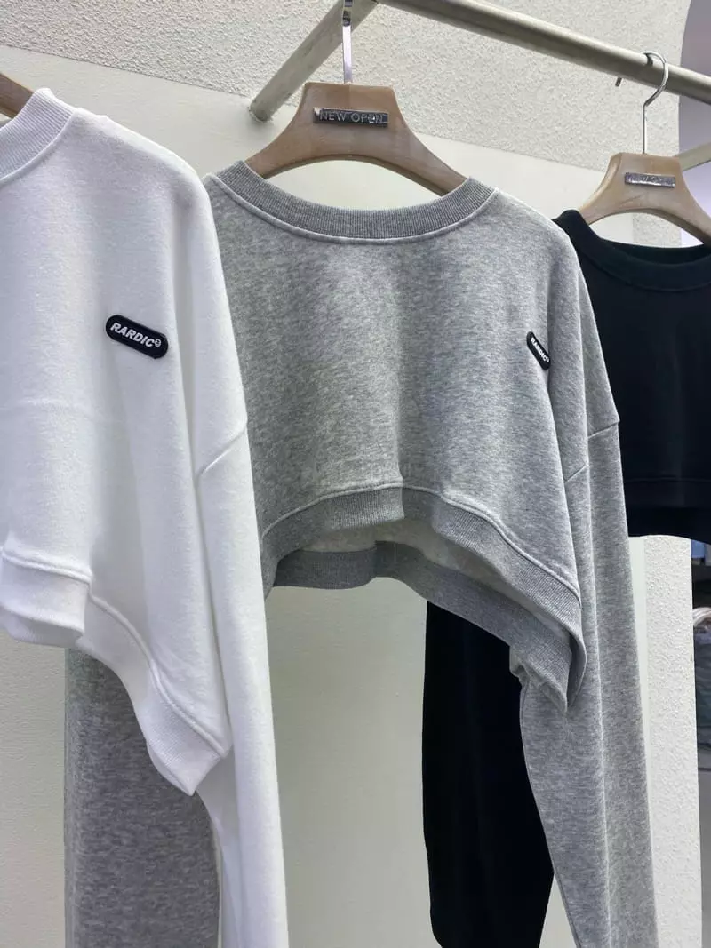 New Open - Korean Women Fashion - #momslook - Soft Mini Crop Sweatshirt
