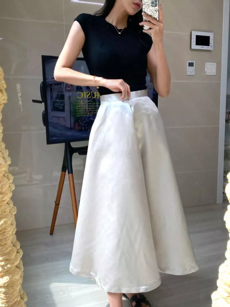 Newtro_Mood - Korean Women Fashion - #momslook - Shatin Whole Skirt - 11
