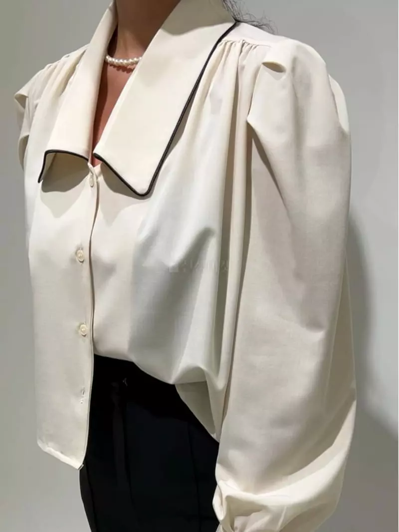 Newtro_Mood - Korean Women Fashion - #momslook - Pping Stripes Blouse - 2