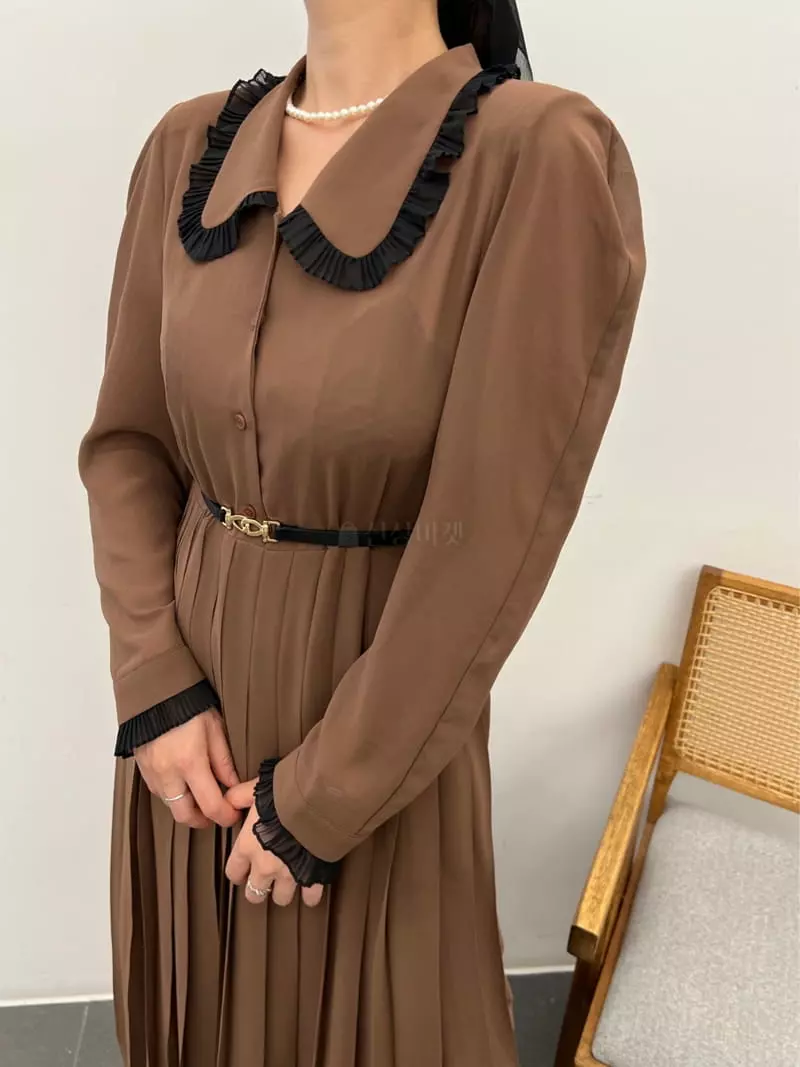 Newtro_Mood - Korean Women Fashion - #momslook - Belt Pleats One-piece