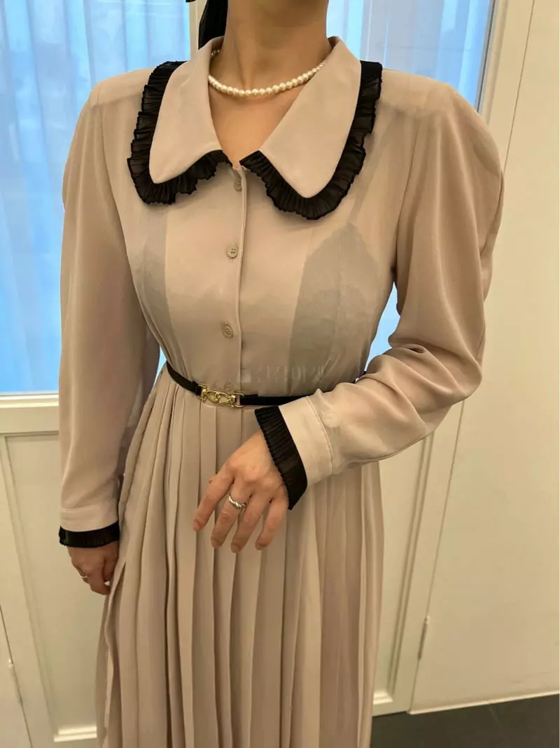 Newtro_Mood - Korean Women Fashion - #momslook - Belt Pleats One-piece - 11