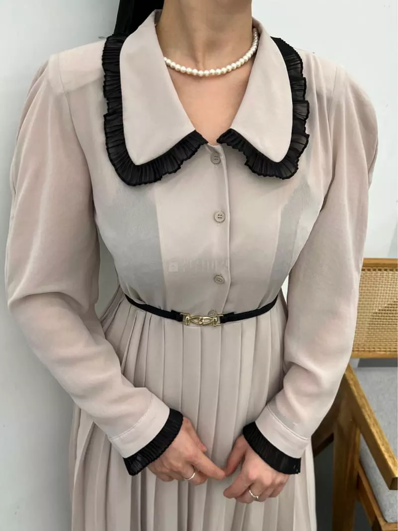 Newtro_Mood - Korean Women Fashion - #momslook - Belt Pleats One-piece - 7