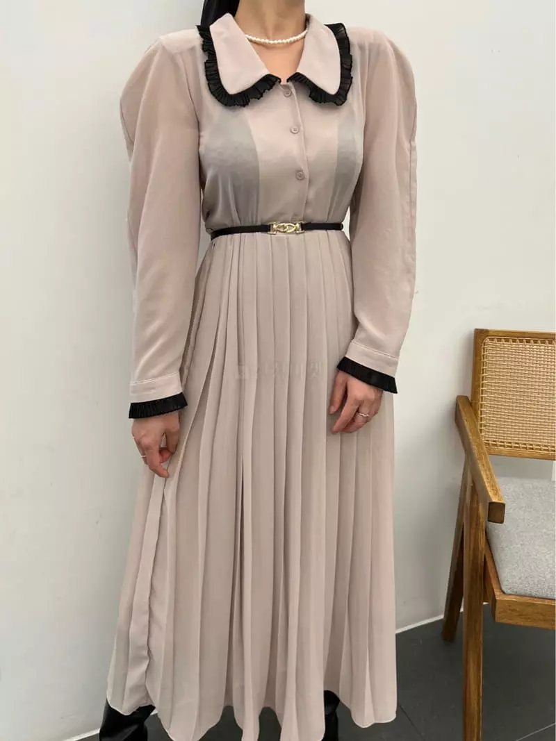 Newtro_Mood - Korean Women Fashion - #momslook - Belt Pleats One-piece - 9