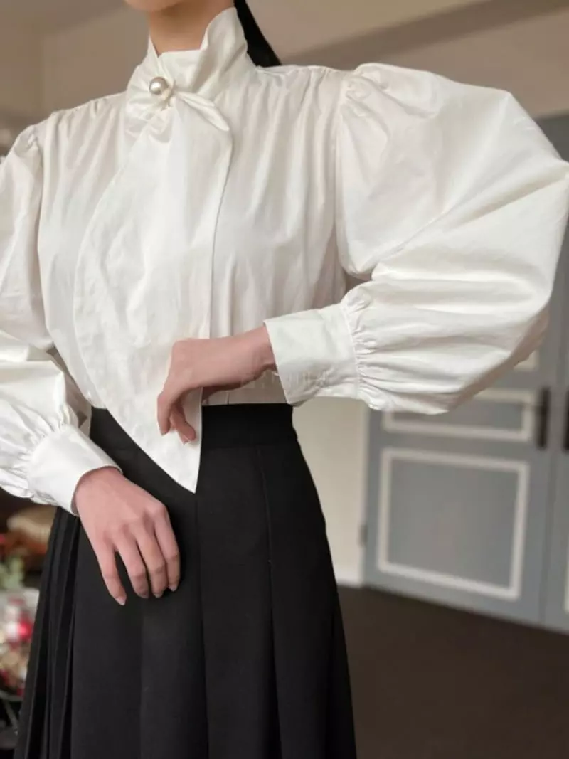Newtro_Mood - Korean Women Fashion - #momslook - Lif Tie Blouse - 2