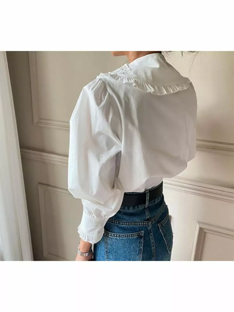 Newtro_Mood - Korean Women Fashion - #momslook - Twill Motive Blouse