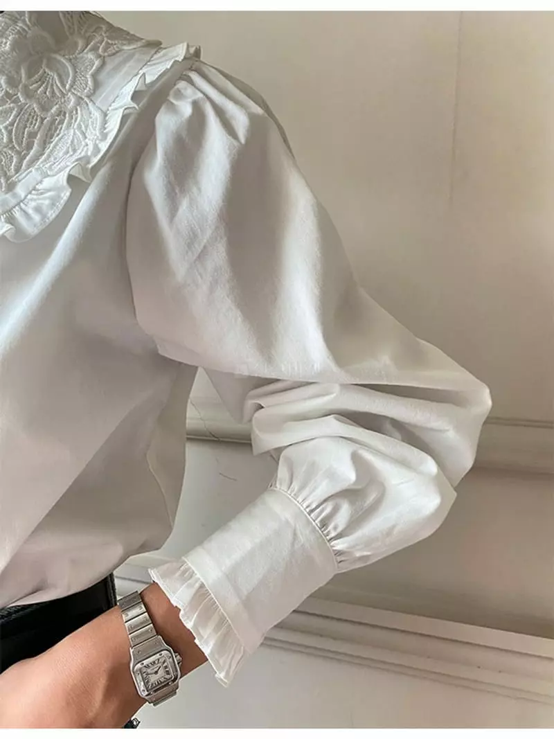 Newtro_Mood - Korean Women Fashion - #momslook - Twill Motive Blouse - 6