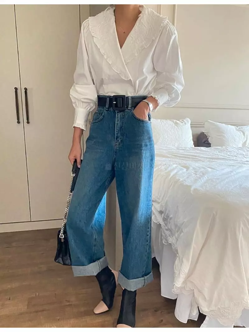 Newtro_Mood - Korean Women Fashion - #momslook - Twill Motive Blouse - 7