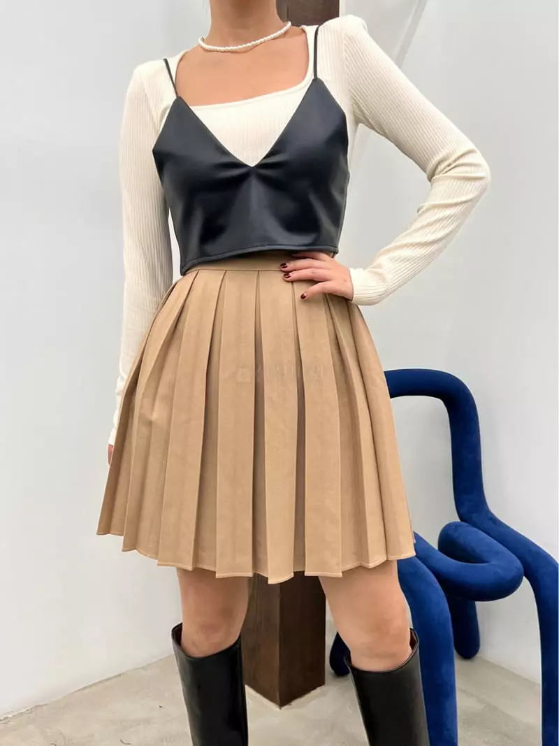 Newtro_Mood - Korean Women Fashion - #momslook - Tori Pleats Wrinkle Mini Skirt - 5