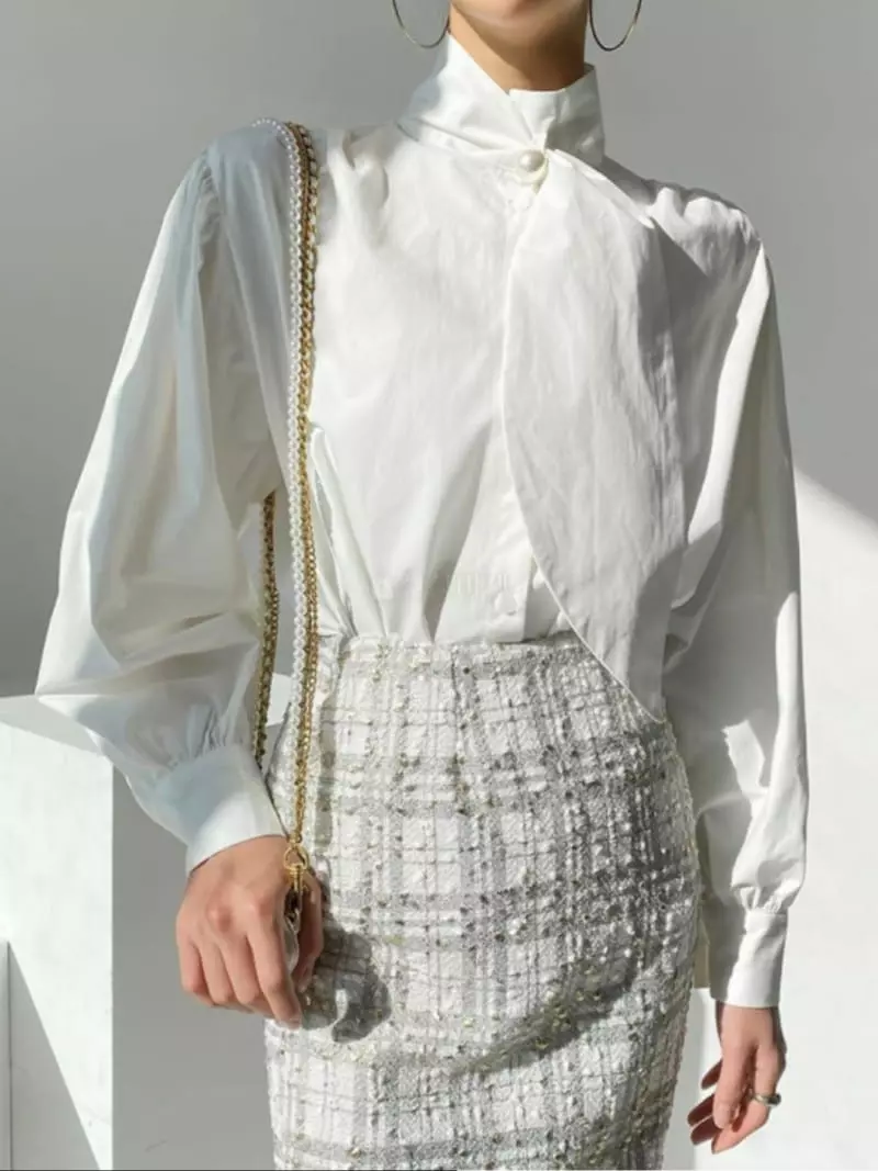 Newtro_Mood - Korean Women Fashion - #momslook - Pearl Tie Blouse