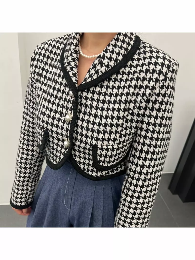 Newtro_Mood - Korean Women Fashion - #momslook - Jebi Hound Short Jacket