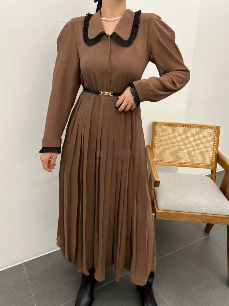 Newtro_Mood - Korean Women Fashion - #womensfashion - Belt Pleats One-piece - 2