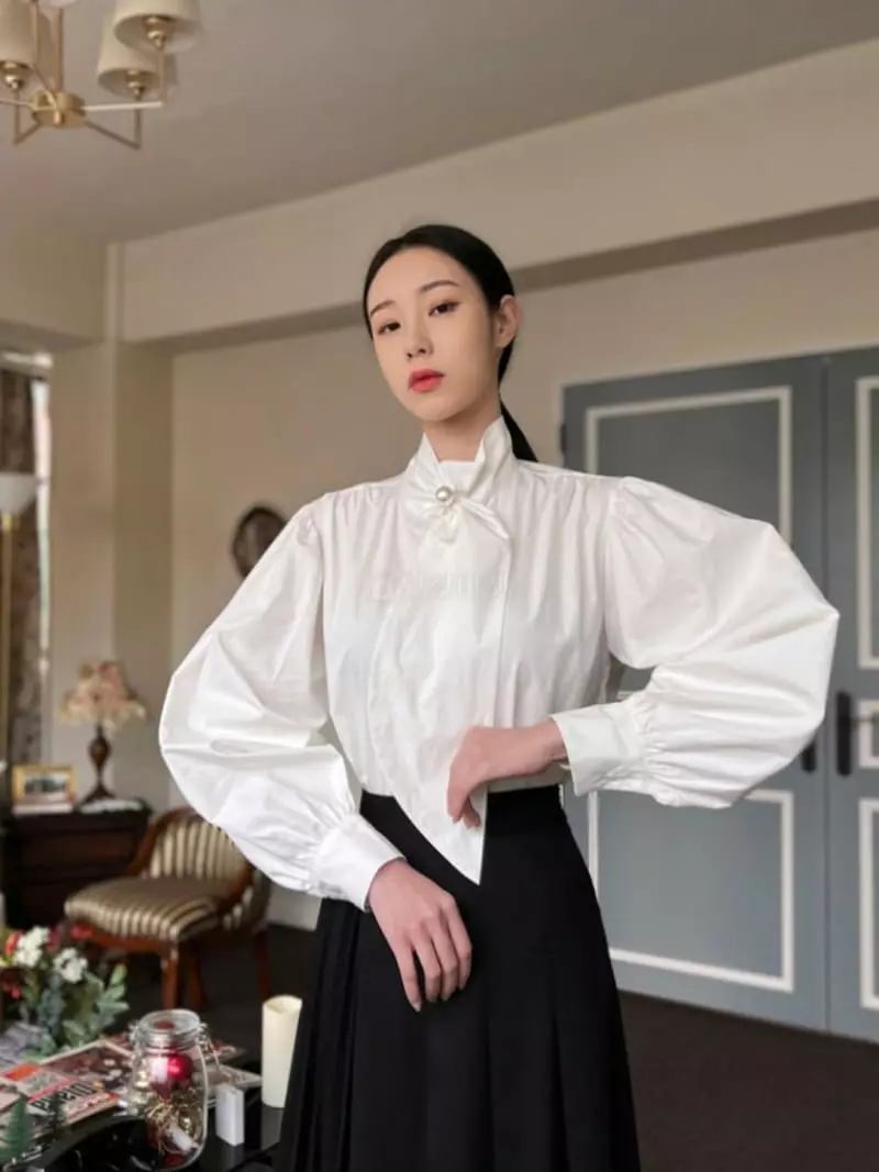 Newtro_Mood - Korean Women Fashion - #womensfashion - Lif Tie Blouse