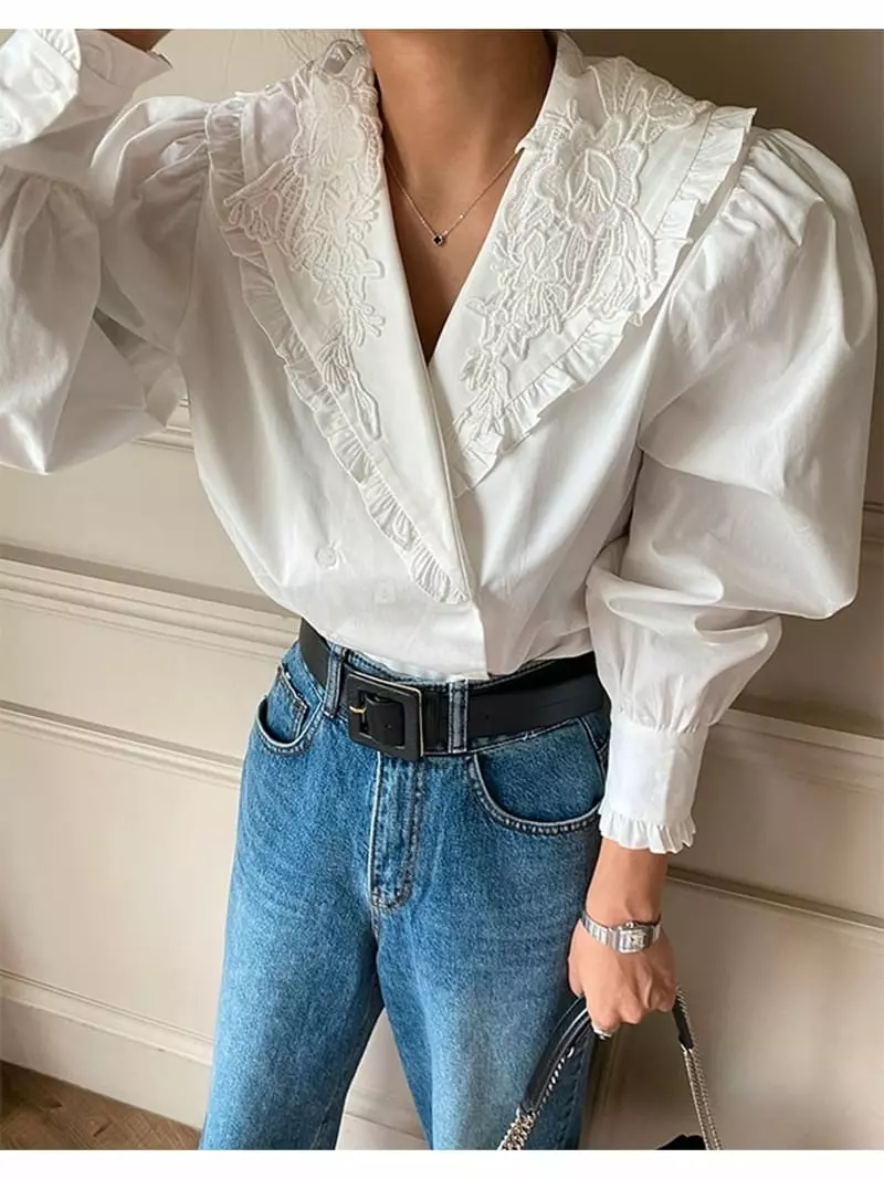 Newtro_Mood - Korean Women Fashion - #womensfashion - Twill Motive Blouse - 2