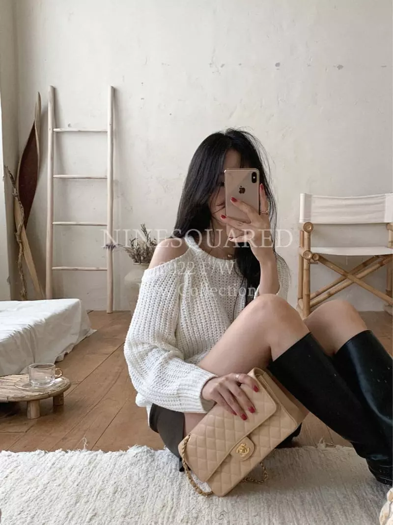 Ninesquared - Korean Women Fashion - #momslook - Cacao Knit Tee - 5