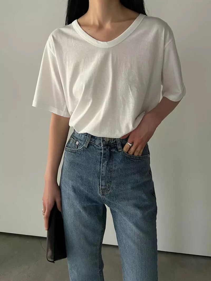 Normal - Korean Women Fashion - #momslook - Modern U Neck Tee - 2