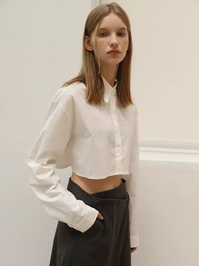Normal - Korean Women Fashion - #momslook - Lni Crop Sihrt - 3