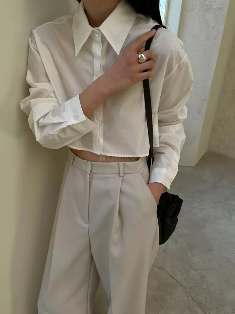 Normal - Korean Women Fashion - #momslook - Lni Crop Sihrt - 4