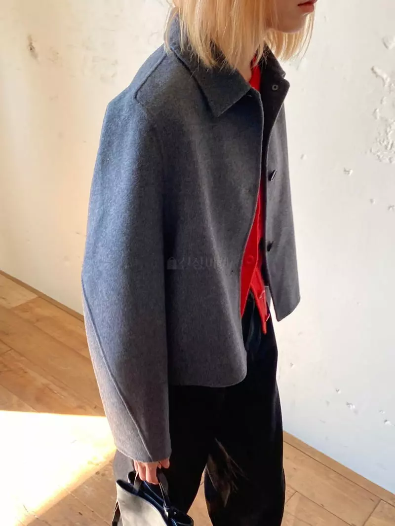 Nyunyu-Seoul - Korean Women Fashion - #momslook - Unbal Crop Coat - 11