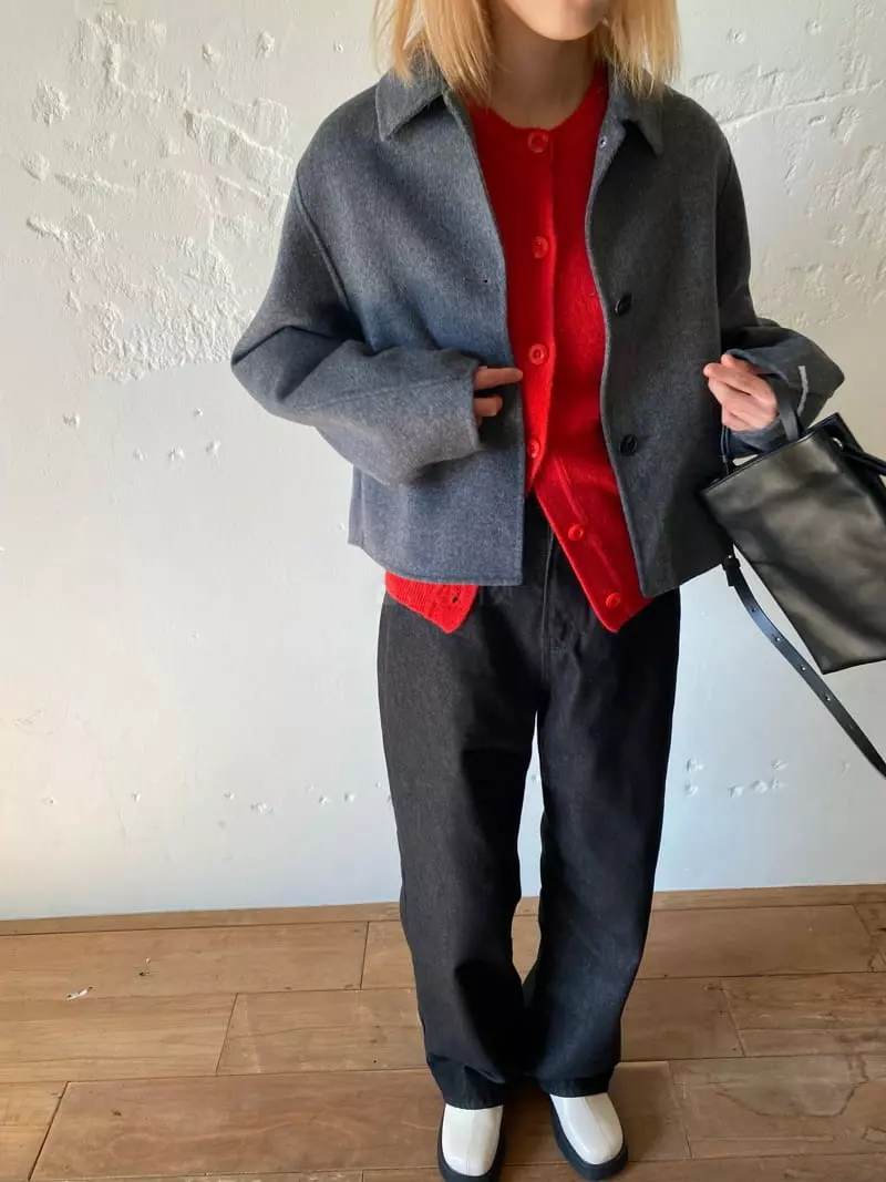 Nyunyu-Seoul - Korean Women Fashion - #momslook - Unbal Crop Coat - 7