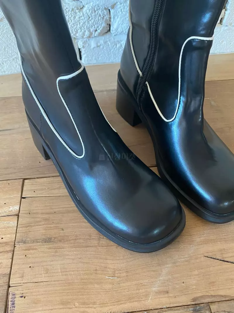 Nyunyu-Seoul - Korean Women Fashion - #romanticstyle - Piping Boots - 3
