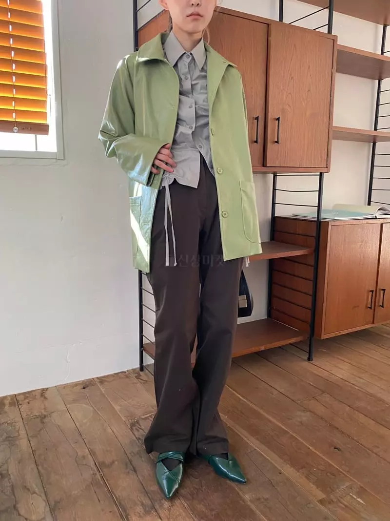 Nyunyu-Seoul - Korean Women Fashion - #vintageinspired - Pocket Leather Jacket - 2