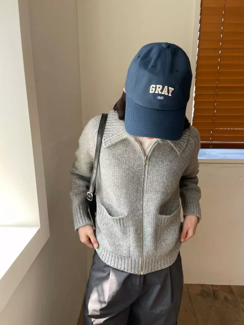 Nyunyu Wear - Korean Women Fashion - #momslook - Gray Embroidery Cap - 3