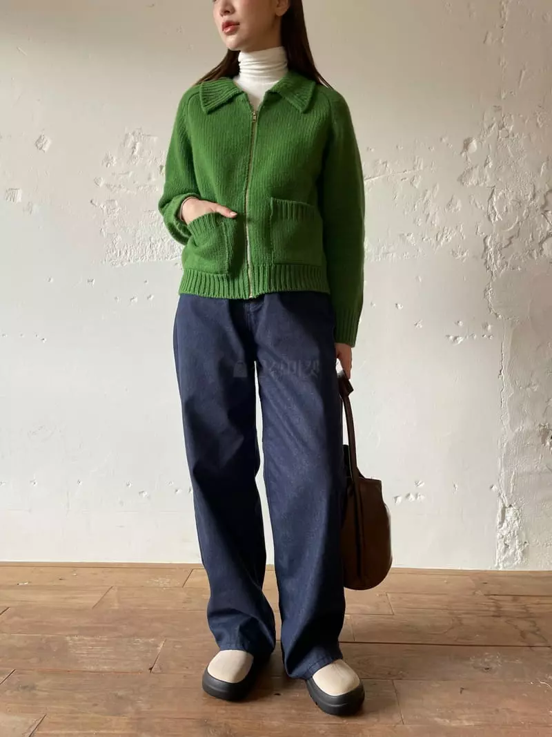 Nyunyu Wear - Korean Women Fashion - #momslook - Collar Zipper Cardigan - 8