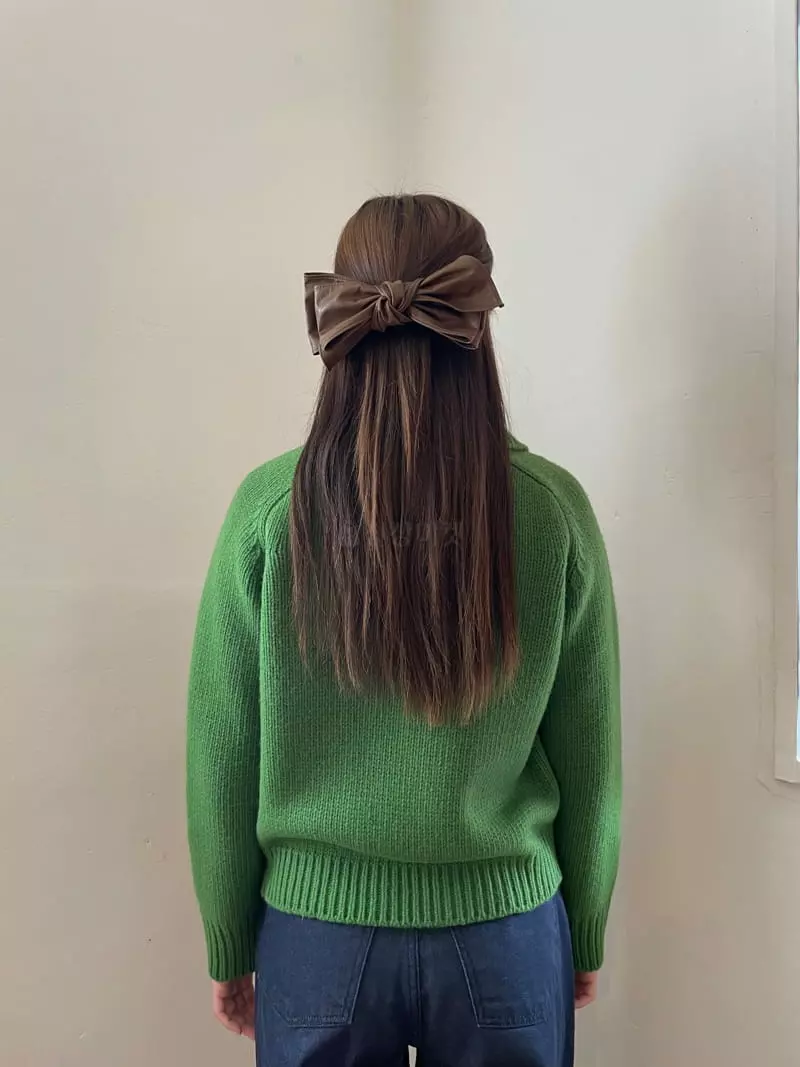 Nyunyu Wear - Korean Women Fashion - #momslook - Ribbon Leather Hairpin - 2