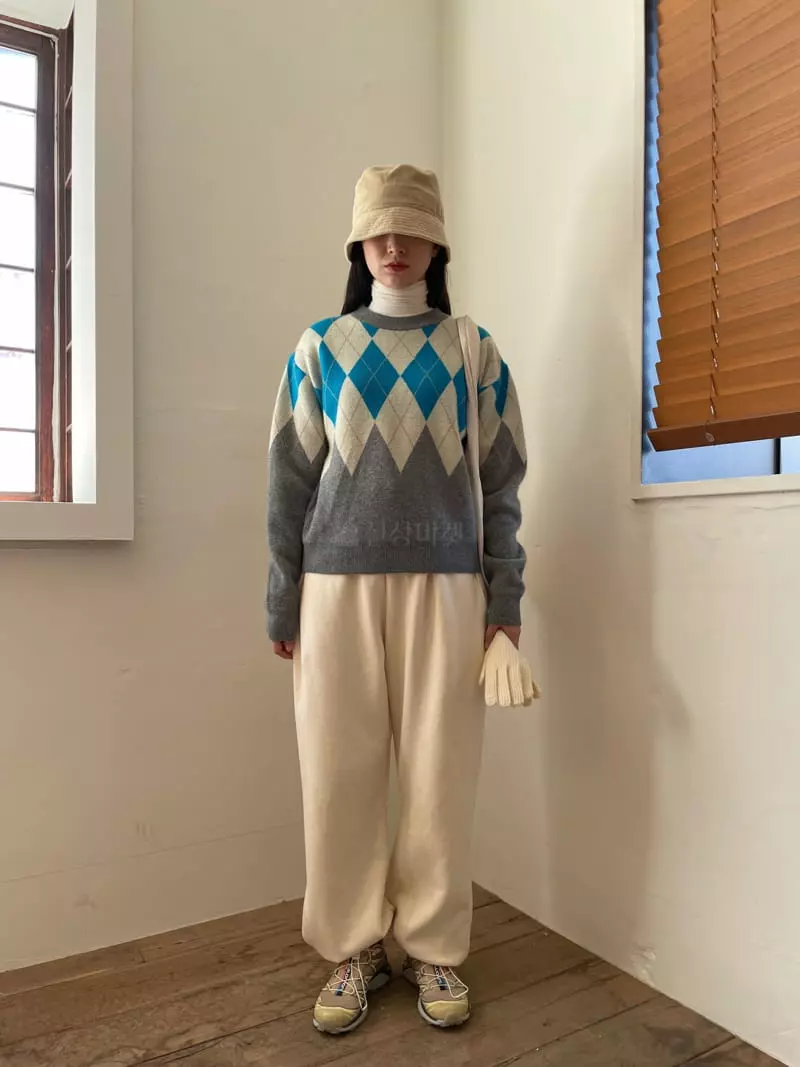 Nyunyu Wear - Korean Women Fashion - #thatsdarling - Argyle Knit Tee - 5