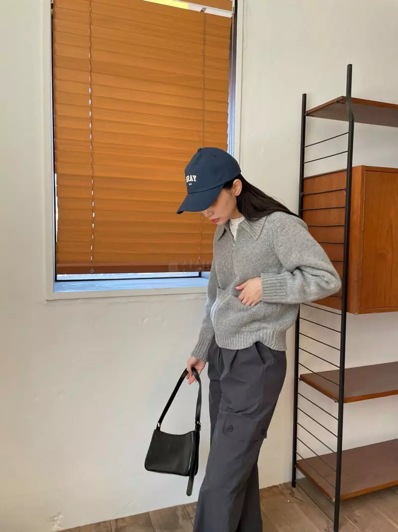 Nyunyu Wear - Korean Women Fashion - #momslook - Gray Embroidery Cap - 4