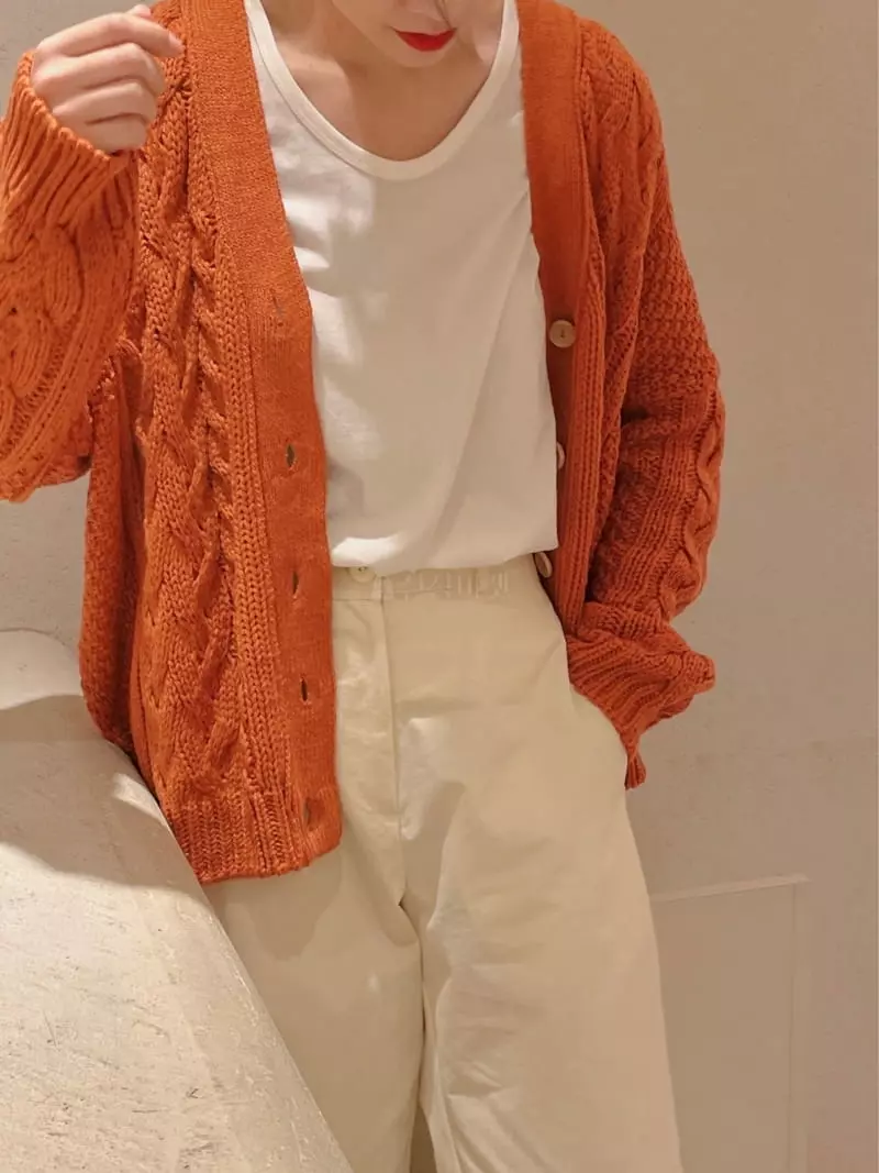 Odor - Korean Women Fashion - #momslook - Wood Button Cardigan - 2