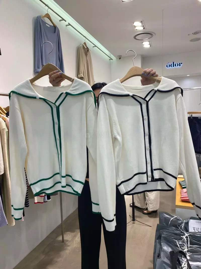 Odor - Korean Women Fashion - #momslook - Sailor Collar Knit Tee - 6