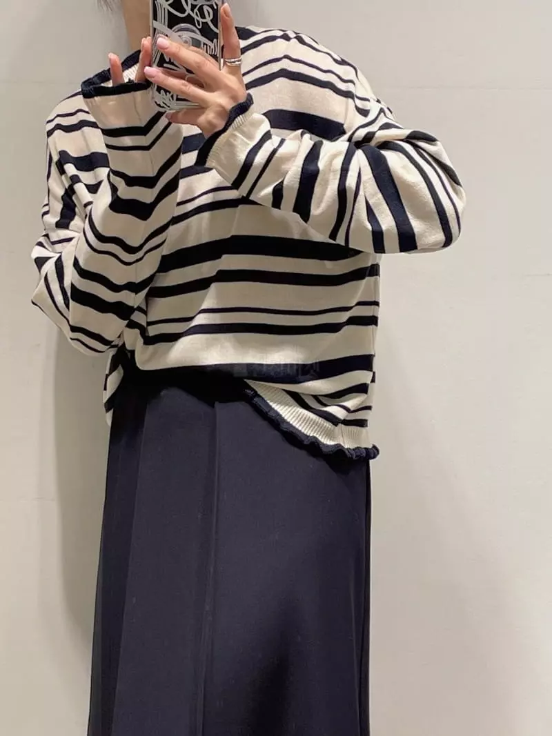 Odor - Korean Women Fashion - #momslook - Milk Stripes Knit Tee - 7