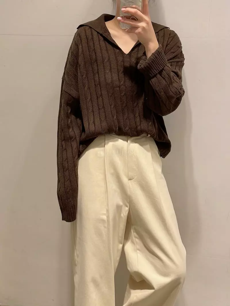 Odor - Korean Women Fashion - #momslook - Twist Knit Tee - 11