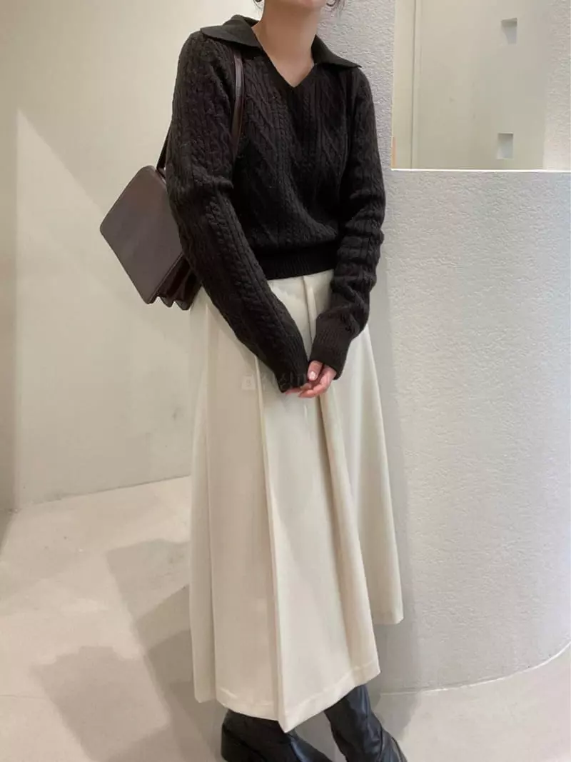 Odor - Korean Women Fashion - #momslook - Cable Collar Knit Tee - 7
